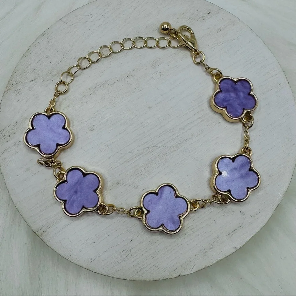 Camille Flower Bracelet in Purple